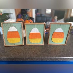 Set of 3 handmade Reclaimed wood candy corn